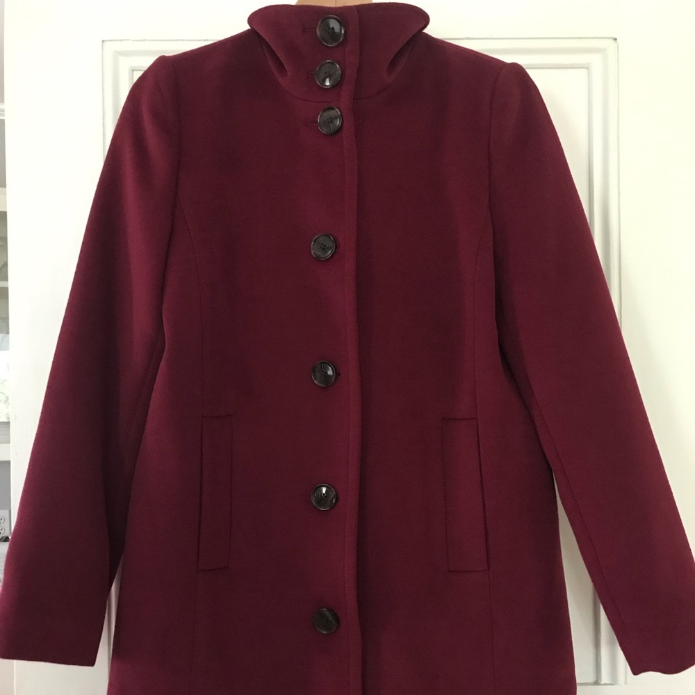 Womens Lands End Wool Coat in Black Cherry size 4